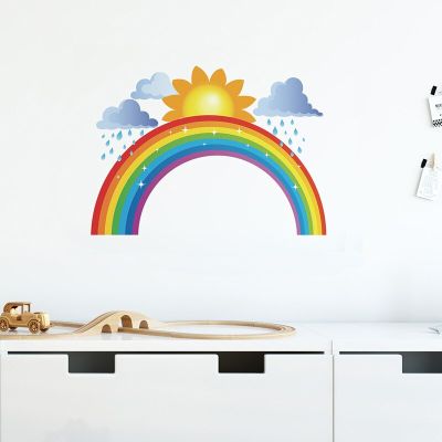 Rainbow Clouds Rain Sun Wall Stickers Home Decoration For Baby Kids Rooms Bedroom Decor Cartoon Wallpaper Self-adhesive Decals