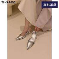 Marduk fall in Milky Way silver pointed high-heeled sandals women after fine with half 2023 baotou empty single shoes