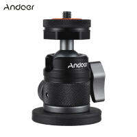 Andoer Mini Dual Use Ball Head Ballhead Adapter 1/4นิ้ว Screw &amp; Cold Shoe Connection 360 ° Rotatable Aluminium Alloy With Small Magnetic Base 200G Load Capacity For Sports Cameras