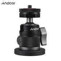 Vieline-Andoer Mini Dual Use Ball Head Ballhead Adapter 1/4 Inch Screw &amp; Cold Shoe Connection 360 ° Rotatable Aluminium Alloy With Small Ma-Gnetic Base 200G Load Capacity For Sports Cameras