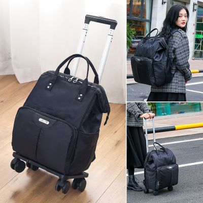 Travel Trolley Bags Women Wheeled Bag Backpack With Wheels Oxford Large Capacity Travel Rolling Luggage Suitcase Bag