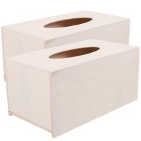 2Pcs DIY Tissue Boxes Unfinished Wood Tissue Box Napkin Holders Craft Tissue Box Simple Tissue Kid Toy Mold For