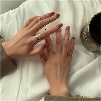 Cod Qipin 7pcs ashionable Daily Wear Beautiful Gold Silver Finger Atmosphere Joint Ring Set Jewelry