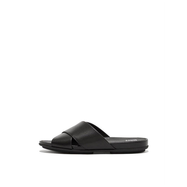 FITFLOP GRACIE LEATHER CROSS WOMEN'S SLIDES- All Black | Lazada PH