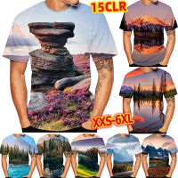 2023 New Fashion Cool Mens 3D Printed Landscape T-Shirt Short-sleeved Tops Clothing Plus Size S-5XL