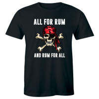 Unique Mens Short Sleeve 100% Cotton Graphic Tee All For Rum and Rum For All with Pirate Mens T-Shirt Funny Drinking Shirt