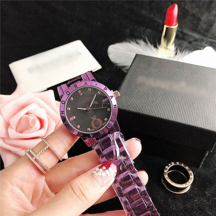นาฬิกาสำหรับผู้หญิงนาฬิกาข้อมือ-pandora-หรูหราดาวแฟชั่นแท้ทันสมัยสีดำสีชมพู