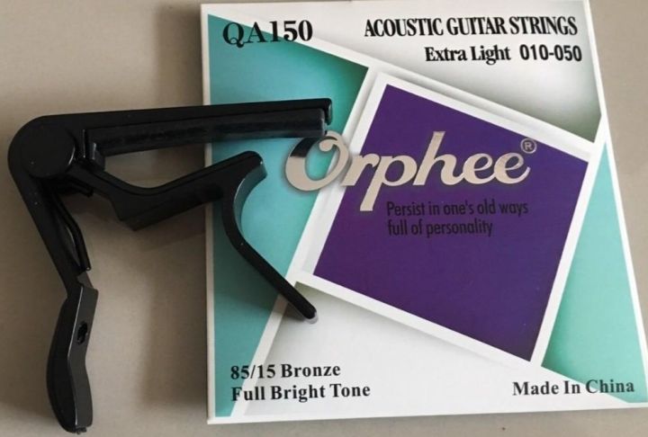 Orphee สายกีต้าร์ไฟฟ้า 1 ชุดมี 6เส้น เบอร์ 010-050 + CAPO คาโป้กีต้าร์ (แถมฟรี ปิ๊ก 2 ชิ้น)