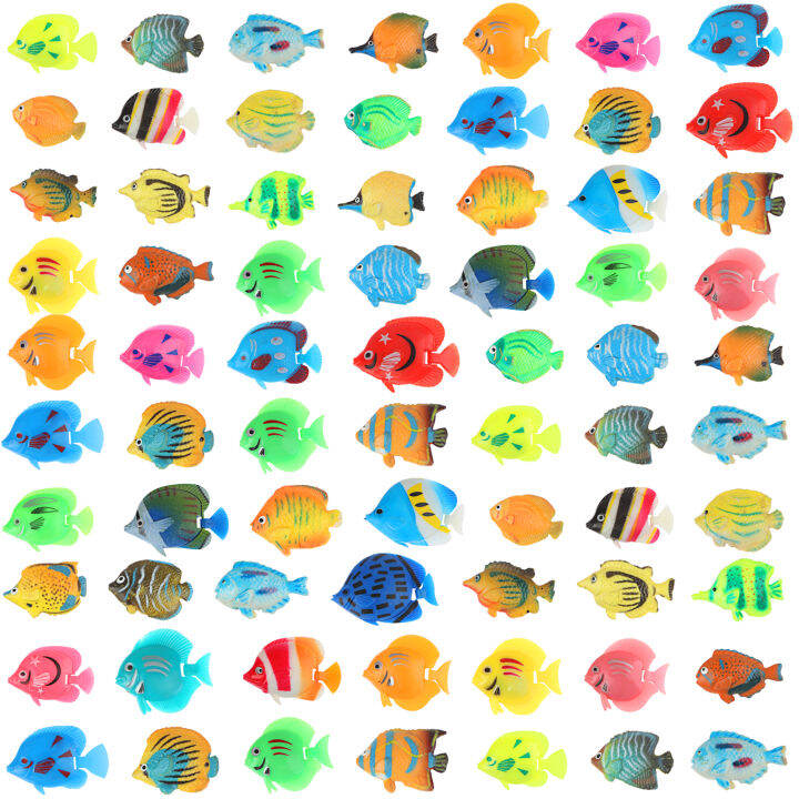 sagwarghreahtrh and baby 120 Pcs Tropical Fish Figure Play Set with Plastic Fish Toys Fake Small