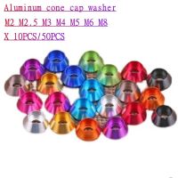 10-50pcs/lot aluminum cone cap washer m2 m2.5 M3 M4 M5 M6 M8 Corlorful Aluminum Alloy Cap Head  Gasket washer for RC parts Nails Screws  Fasteners