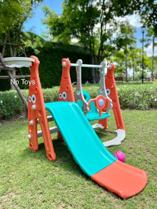 toykidsshop-สไลเดอร์-ชิงช้า-มีชุดแป้นบาส-3in1-มีเสียงดนตรี-รุ่นใหม่รูปกล้วยหอม-np-6051