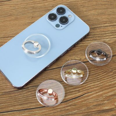 Cell Phone Ring Holder Stand Diamond Transparent Finger Grip Clear 360° Degree Rotation Kickstand Compatible IPhones Ring Grip
