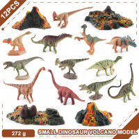 Jurassic ไดโนเสาร์ขนาดเล็ก Volcano ชุด T Rex Triceratops Pterosaur Mosasaurus Action figures chiosaurus Stegosaurus รูปของเล่น