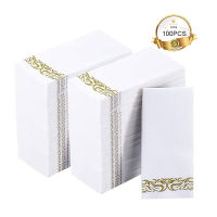 New 100PcsLot Disposable Guest Towels Soft and Absorbent Linen-Feel Paper Hand Towels Durable Decorative Bathroom Hand Napkins