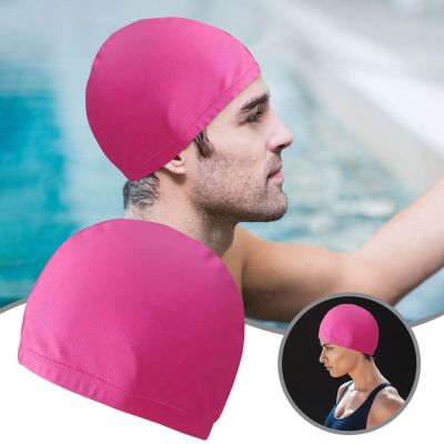 RONGJINGMALL ผ้าโพกหัวไนลอนยืดหยุ่นได้สำหรับผู้ชายผู้หญิงหมวกว่ายน้ำหมวกอาบน้ำหมวกว่ายน้ำหมวกว่ายน้ำ