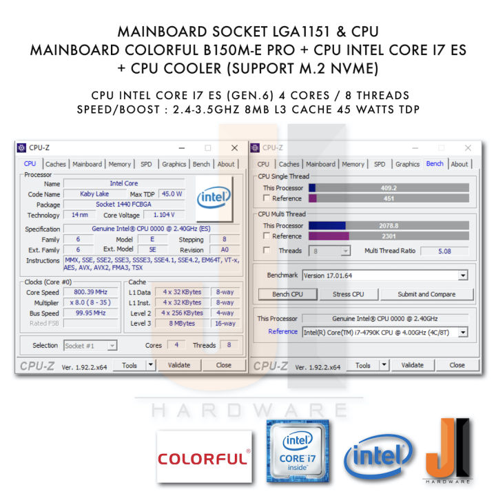 ชุดสุดคุ้ม-mainboard-colorful-b150m-e-pro-lga-1151-intel-core-i7-es-2-4ghz-gen-6-cpu-cooler-มือสอง