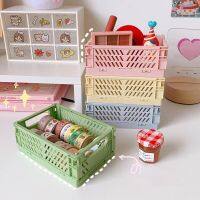 1 PC Mini Desktop Cream Colour Plastic Foldable Stationary Organizer