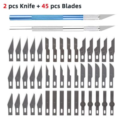 【YF】 Non-Slip Metal Scalpel Tools Kit Cutter Engraving Craft Knives  5/40/45pcs Blades Mobile Phone PCB Repair Hand