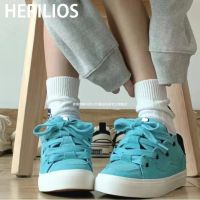 Herilios American Bread Shoes Lake Blue And White Suede 90s Vintage Bake Vulc Mens And Womens Skateboard Shoes Tide