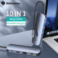 Yottamaster อะแดปเตอร์ฮับ USB 5Gbps เคส RJ45 USB3.1 PD100W ชนิด C HDMI/VGA Sd/tf 5/6/8/8/9/10พอร์ต Multi-Fonction แท่นวางมือถือ