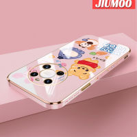 เคส JIUMOO สำหรับ Huawei Mate 40 Pro เคสลายการ์ตูนยิ้มรูปสัตว์ใหม่กรอบสี่เหลี่ยมเคลือบพื้นผิวเคสนิ่มซิลิกาเจลกันกระแทกเคสมือถือรวมเลนส์กล้องถ่ายรูปฝาครอบป้องกัน