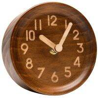 Wooden Desk Table Analog Clock Made Of Genuine Pine(Dark)-Battery Operated With Precise Silent Mechanism