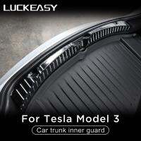 LUCKEASY For Tesla Model 3 Stainless Steel Trunk Inner Guard model3  Car Inner Rear Bumper Guard Plate Cover Trim New Style