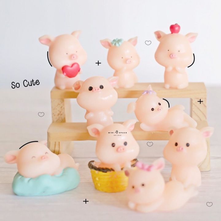 หมูสีหวาน-9-แบบ-ตุ๊กตาเรซิ่นตกแต่งสวนถาด-แต่งกระถาง-แต่งบ้านน่ารัก-ชุด-8-แบบ