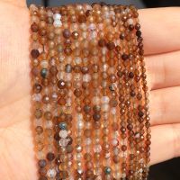 Faceted Waist Beads Rondelle Small Coffee Brown Agates Spacer Stone Beads 2mm 3mm for Jewelry Making Bracelet diy Needlework Cables Converters