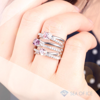 Sea Of Ice แหวนเงินแท้ 925 ประดับพลอยมอร์แกไนต์(Morganite)"หินแห่งความรักอันศักดิ์สิทธิ์" และ Cubic Zirconia