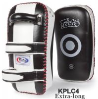 Fairtex Curved Kick Pads Extra long KPLC4 Black-White for Training MMA K1 เป้าเตะแบบโค้ง  แฟร์เท็กซ์ สีดำ-ขาว หนังแท้ สำหรับเทรนเนอร์ ในการฝึกซ้อมนักมวย