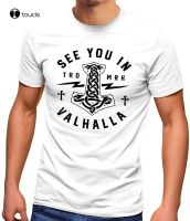 Neverless Mens Tshirt See You In Valhalla Valknut Mj lnir Thor Hammer Street Style Tee Shirt