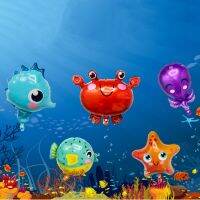 【A Great】 5Pcs Picturestheme Party BalloonsSea AnimalsFoil BalloonsBoy Birthday Party Decor อุปกรณ์อาบน้ำเด็ก