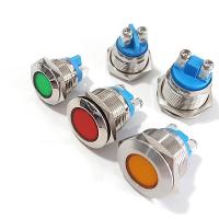 25mm flat round Signal lamp 3V 6V 12V 24V 220v screw connect red yellow blue green white LED Metal Indicator light