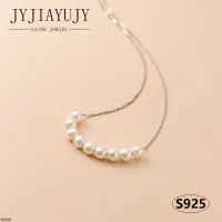 JYJIAYUJY 100% Sterling Silver S925 Necklace 9 PCS White Shell Pearls Trendy Hypoallergenic Daily Female Fine Jewelry Gift N066