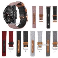 Canvas Fabric Straps Genuine Leather for Ticwatch Pro E2 S2 GTX 【BYUE】