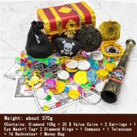 SKDK Kids Pirate Treasure Chest Toy Box Gold Color with Lock for Party Favors Props1【cod】