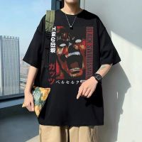 Japanese Anime Berserk Guts Print Tshirt Men Fashion Pure Cotton T-Shirt Black Swordsman Casca Sacrifice Zodd Graphic Tees