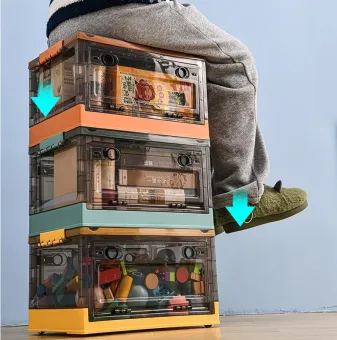 GIANT XXL Size Door Type Storage Box Foldable Stackable Container With Lid For Toy Shoe Book Stationery Cabinet Kotak Penyimpanan Jenis Pintu Gergasi XXL Bekas Boleh Bertindan Boleh Dilipat Dengan Penutup Untuk Kabinet Alat Tulis Buku Kasut Mainan