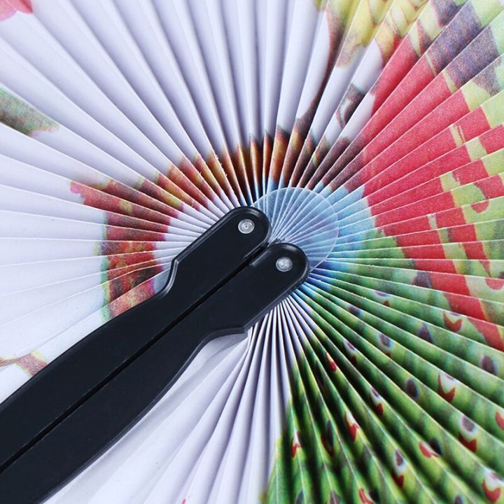 พัดจีนพับได้พัดลมแบบมือถือฤดูร้อนกระดาษพิมพ์ของขวัญตกแต่งพัดมือถือขนาดเล็ก