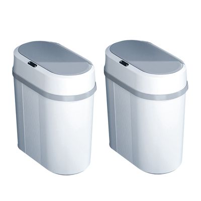 2X Smart Sensor Trash Can Electronic Automatic Garbage Bin Waterproof Bathroom Dustbin Intelligent Waste Bin White