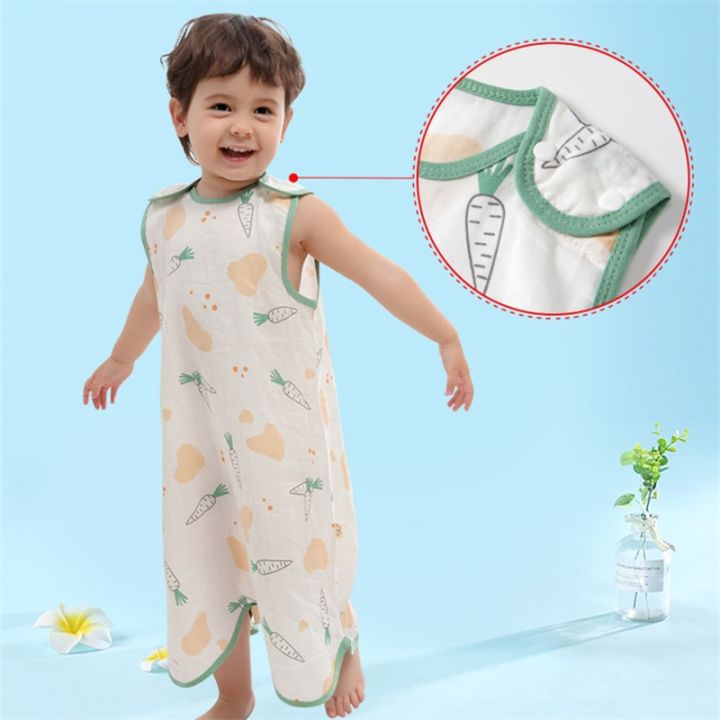 summer-baby-split-leg-sleeping-bag-boys-girls-anti-kick-quilt-antibacterial-cotton-gauze-sleeping-bag-children-sleeveless-pajama