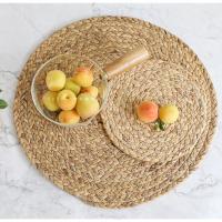 W04 DreamerHouse Nordic Style Placemat Pot Mat Coaster Straw Woven Cotton Pad Table Mat Insulation Pad Linen Round Western Table Mat