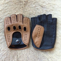 High Quality 2021 New Half Finger Men Genuine Leather s Goatskin s Fashion Men Breathable Driving s Male Mittens