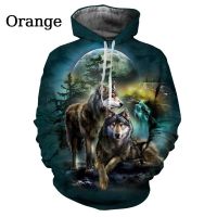 Animal Wolf Hoodies For Men Cool Streetwear Pullovers 3D Print Autumn Long Sleeve Oversized Mens Hooded Sweatshirt Vintage Tops