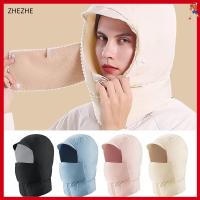 ZHEZHE แบบ3 in 1 หมวกฤดูหนาวหมวก กันลม กันหนาว ผ้าพันคอหมวก แฟชั่นสำหรับผู้หญิง สีทึบทึบ หมวกปิดหู สำหรับผู้หญิง