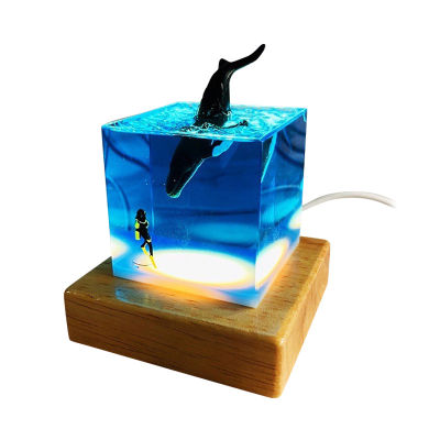 LED Night Light Shark Diver Decoration Novelty Gift for Children Bedroom Baby Room Decor USB Bedside Night Lamp JA55