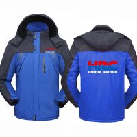 HRC Honda Racing Men 39;s New Autumn And Winter Fashionable Printing Windbreak Splice Coats Keep Warmer Hooded Pocket Jackets