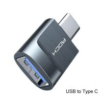 ROCK USB ไปยัง Type C อะแดปเตอร์3.0 USB-C ตัวแปลง OTG Type-C สำหรับ Android สมาร์ทโฟนเครื่องชาร์จตัวเชื่อมต่อ Micro กับข้อมูลหัวไลท์นิง OTG