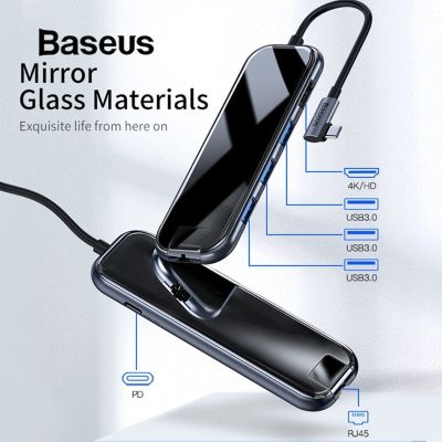 Baseus ( Type - C To 3 X Usb 3 . 0 Hd 4 K Rj45 ) รองเท้าผ้าใบลําลองเหมาะกับการเล่นกีฬา